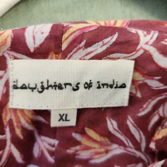 Daughters of India Women Kyra Midi Dress XL Floral Print Baloon Sleeve Bohemian - Picture 2 of 15